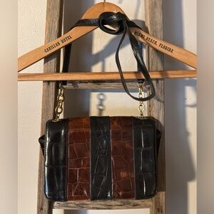 Elegant Black and Brown Crossbody Bag